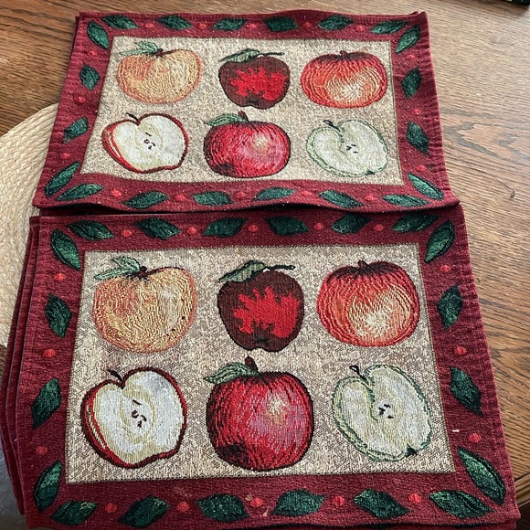 Vintage Tapestry Apple Prints  6pcs Table Cloth - Picture 2 of 6